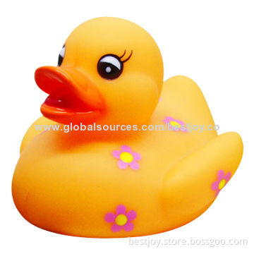 Yellow Color Rubber Duck Toy with Colorful Spots, Suitable for Gifts and Premiums